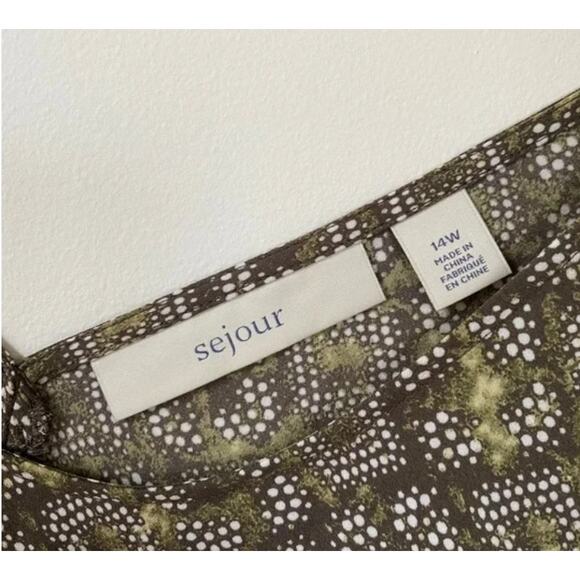 NEW Sejour Sheer Geometric Print Blouse 14W - Picture 4 of 5